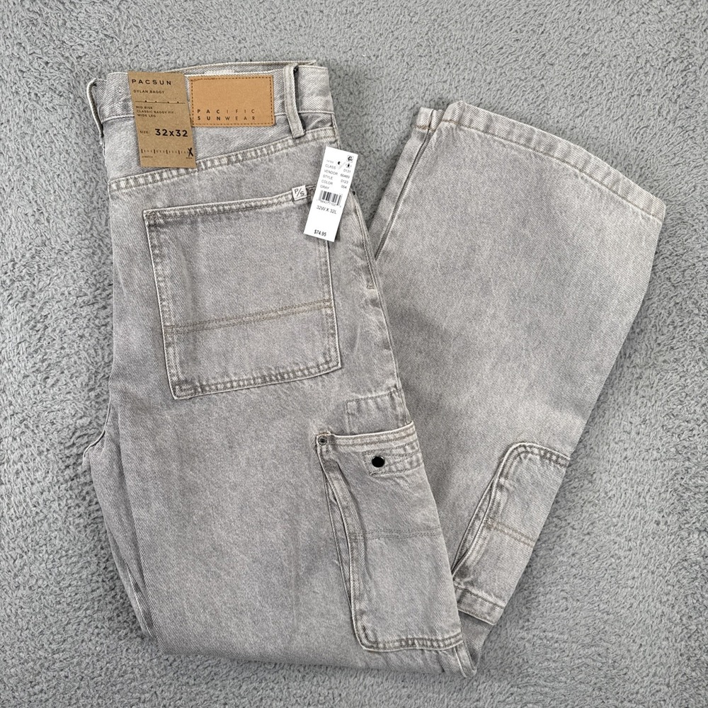 Pacsun Dylan Baggy Jeans‎ Mens 32x32 Gray Cargo NEW NWT